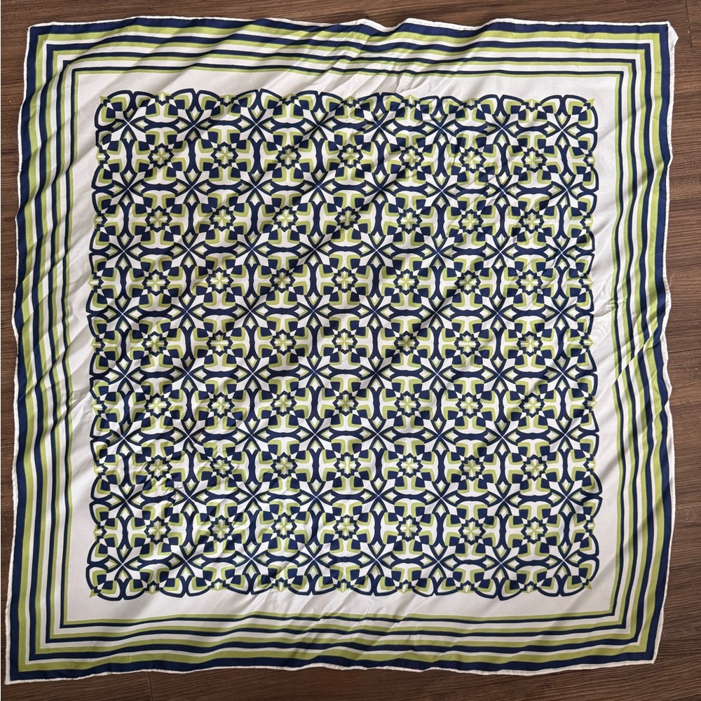 Vintage Blue and Yellow Geometric Scarf